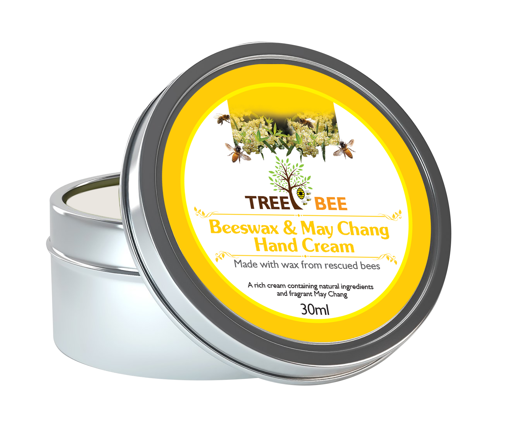 TreeBee 30ml-Eco-Friendly May Chang Beeswax Hand Cream - Hand Care for Sensitive Skin